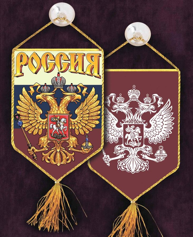 Вымпел с вышивкой Россия на присоске