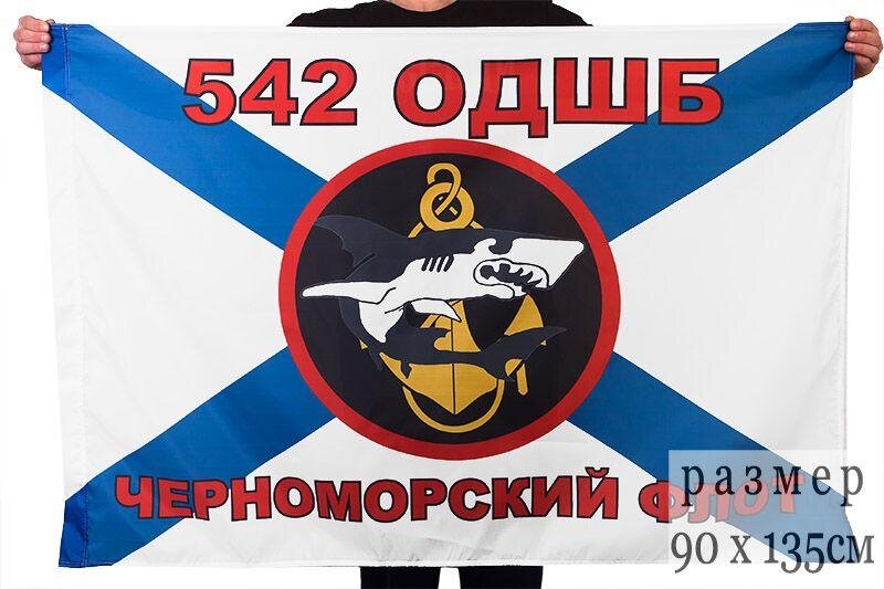 Флаг Морской пехоты 542 ОДШБ Черноморский флот 90x135 большой