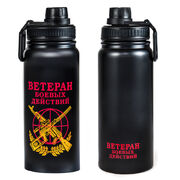 Термос с поилкой Ветеран боевых действий (Черный)