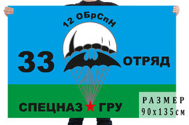 Флаг 33-й отряд 12 ОБрСпН ГРУ двухсторонний с подкладкой 90х135