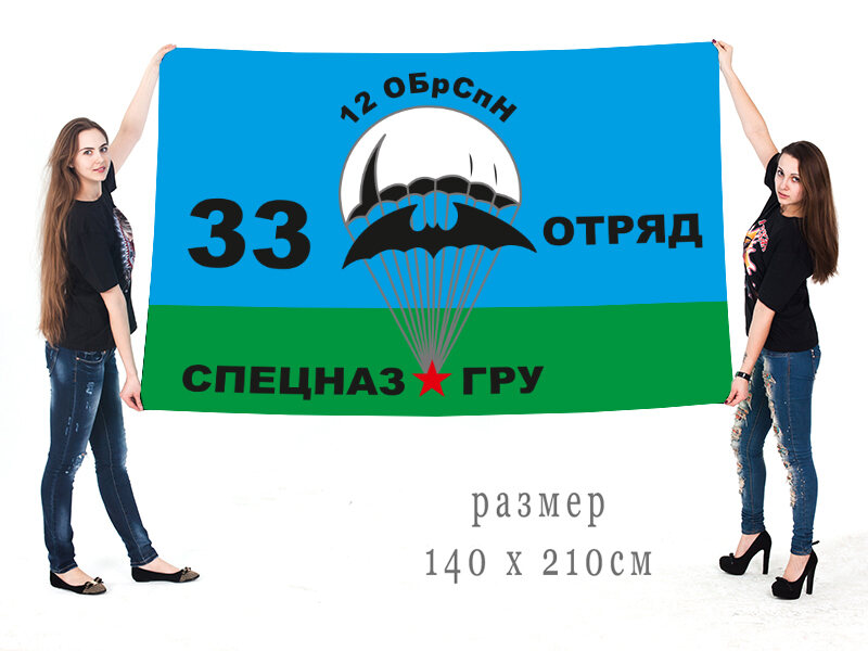 Флаг 33-й отряд 12 ОБрСпН ГРУ двухсторонний с подкладкой 90х135
