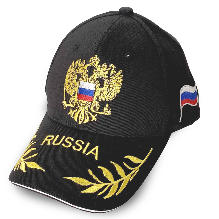 Мужская кепка с вышивкой Russia (Черная)