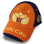 Мужская кепка с вышивкой Россия (Оранжево-синяя)