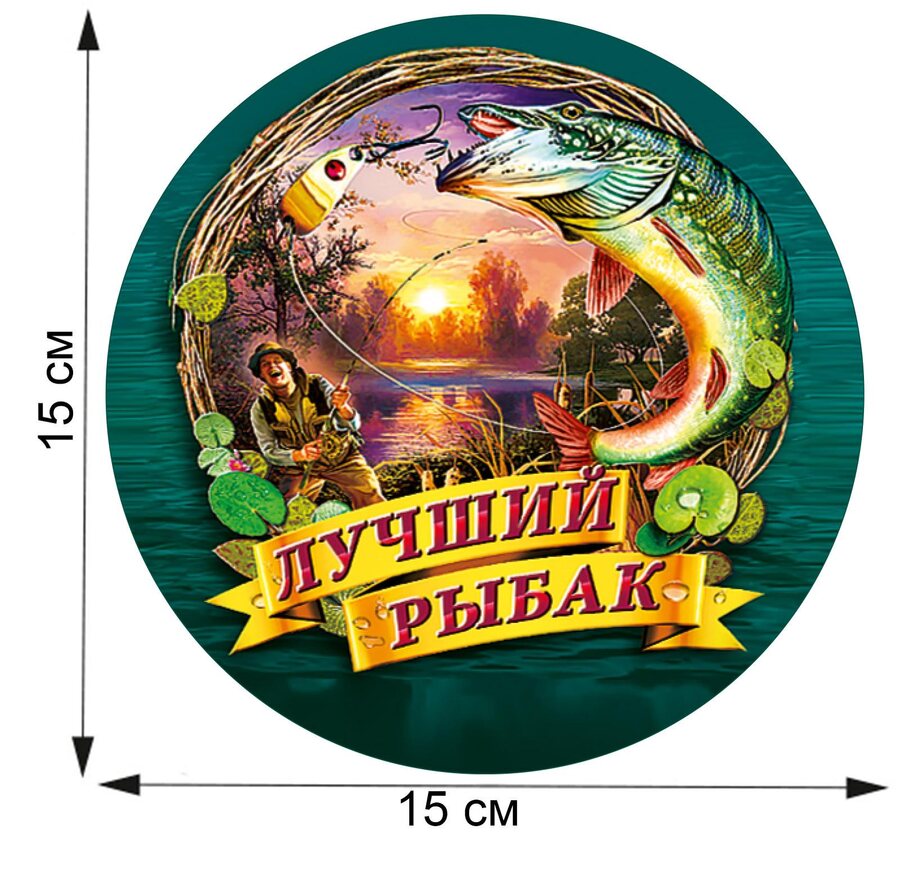 Автомобильная наклейка Лучший рыбак(15х15 см)