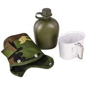 Полевая фляга с подстаканником в подсумке камуфляжа Woodland