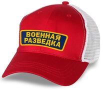 Военная сетчатая Кепка с вышивкой Военная разведка  (Красно-белая)