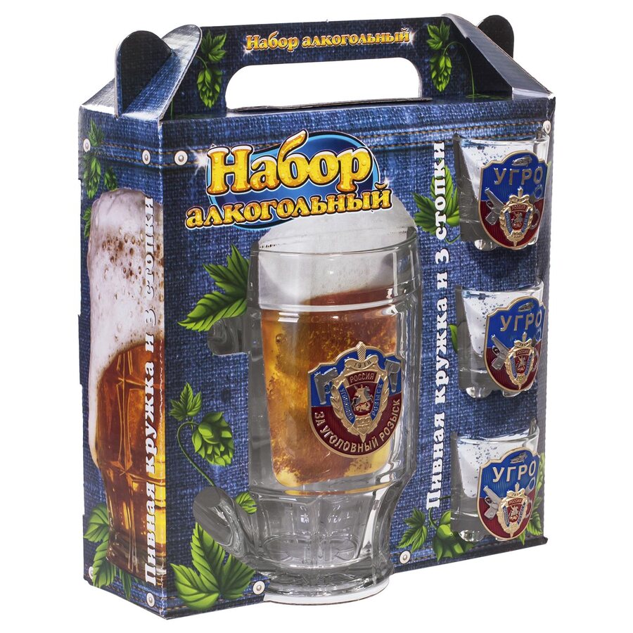 Набор подарочный За УГРО (пивная кружка, 3 стопки)