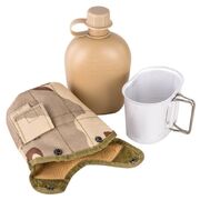 Армейская фляга с котелком в подсумке камуфляжа 3-Color Desert Camo