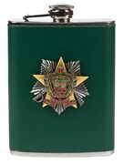 Карманная фляжка Юбилей Погранвойск (Кожа)