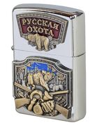 Зажигалка бензиновая металлическая Русская охота 