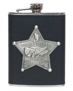 Карманная фляжка с жетоном Звезда Рыбака (Кожа)