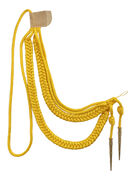 Аксельбант офицерский 2 наконечника (желтый) (старший офицерский состав, 2 косы, 2 наконечника, с люрексом)