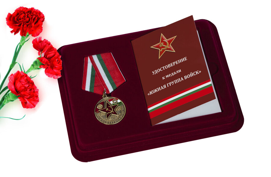 Медаль в бордовом футляре Южная группа войск