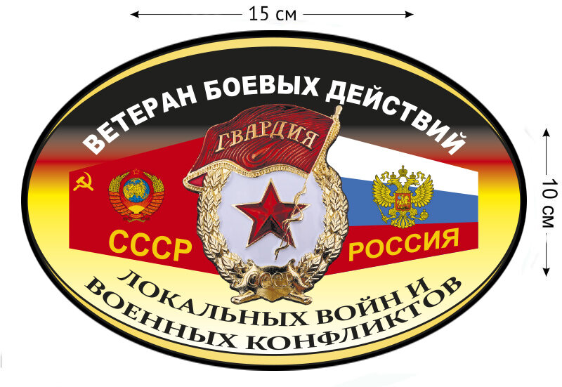Автомобильная наклейка Ветеран боевых действий локальных войн и военных конфликтов (15x10 см)