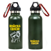 Бутылочный термос принт Войска связи (Зеленый)