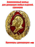 Металлический шильдик  профиль Ленина (3,5x4,0 см)