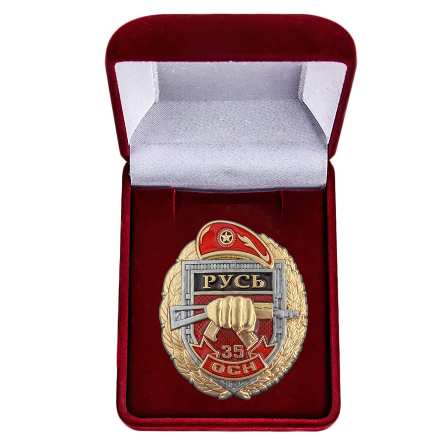 Знак в бархатистом футляре 35 ОСН Русь