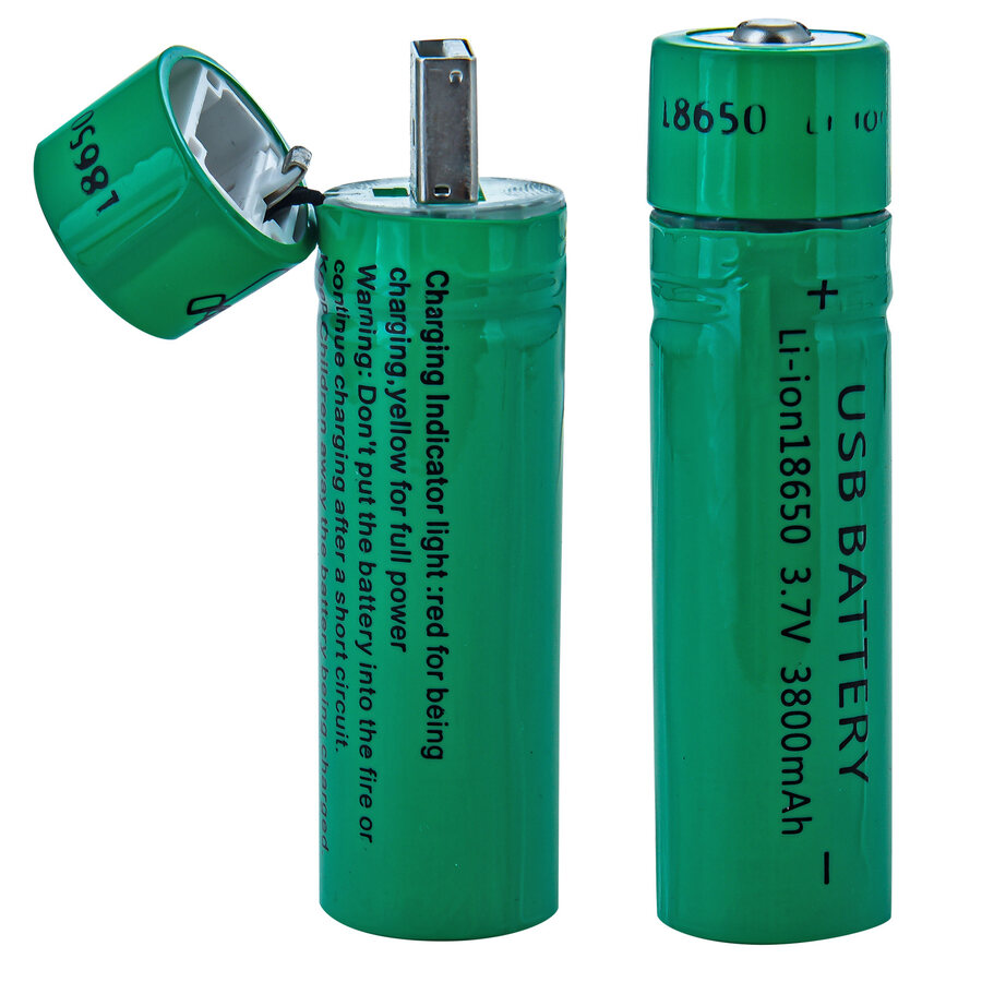 Перезаряжаемый аккумулятор с USB-разъемом 18650 Li-ion 3800 mAh (2 шт.) 