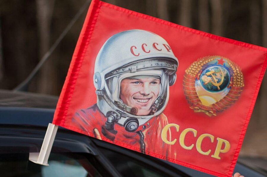 Флаг на машину с кронштейном Советский Союз