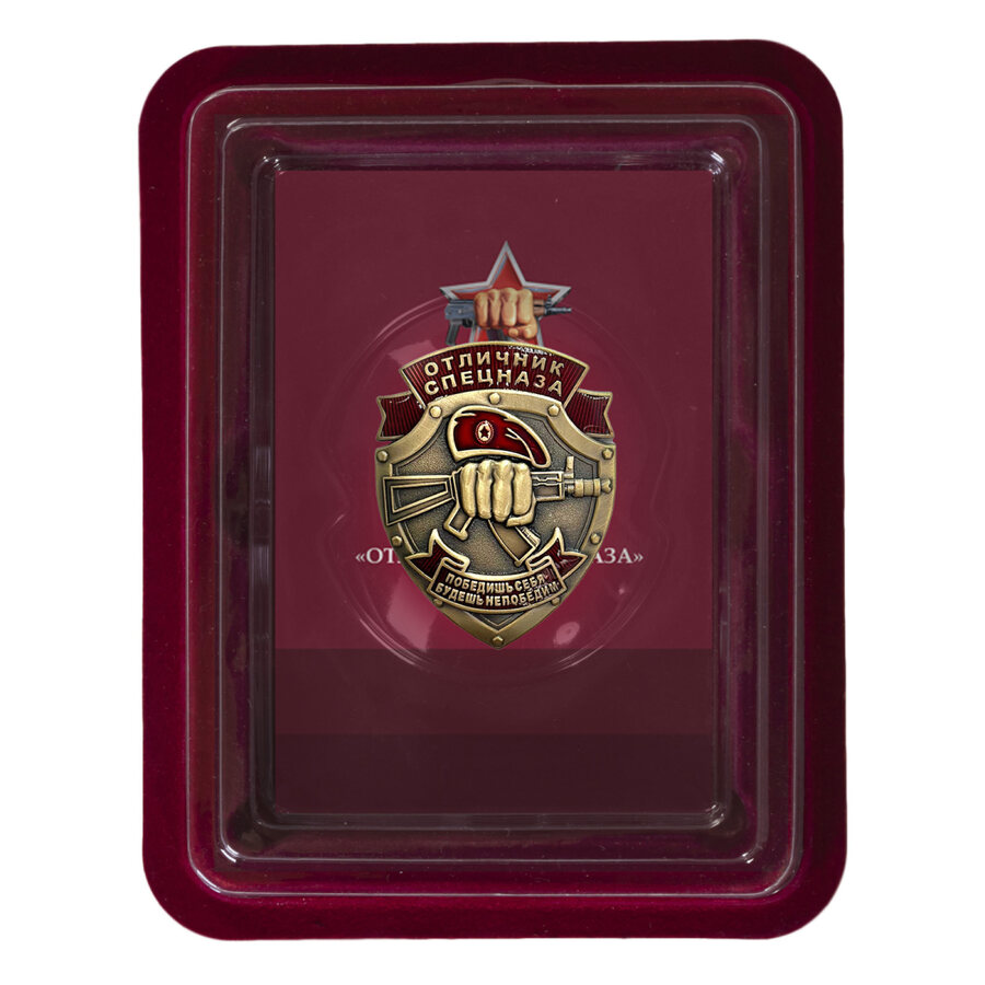 Знак Отличник спецназа Росгвардии в наградной коробке с удостоверением в комплекте