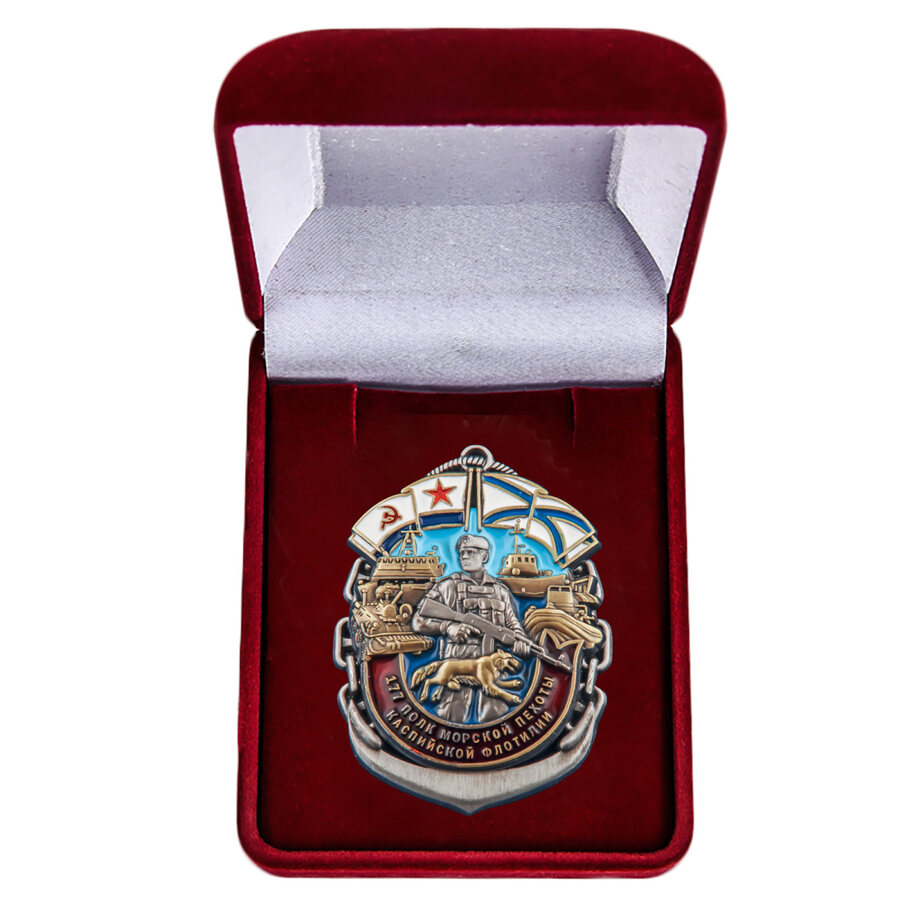 Знак в бархатистом футляре 177-й полк морской пехоты Каспийской флотилии