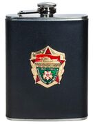 Карманная фляжка с жетоном Бронетанковое оружие СССР (Черная, Кожа)