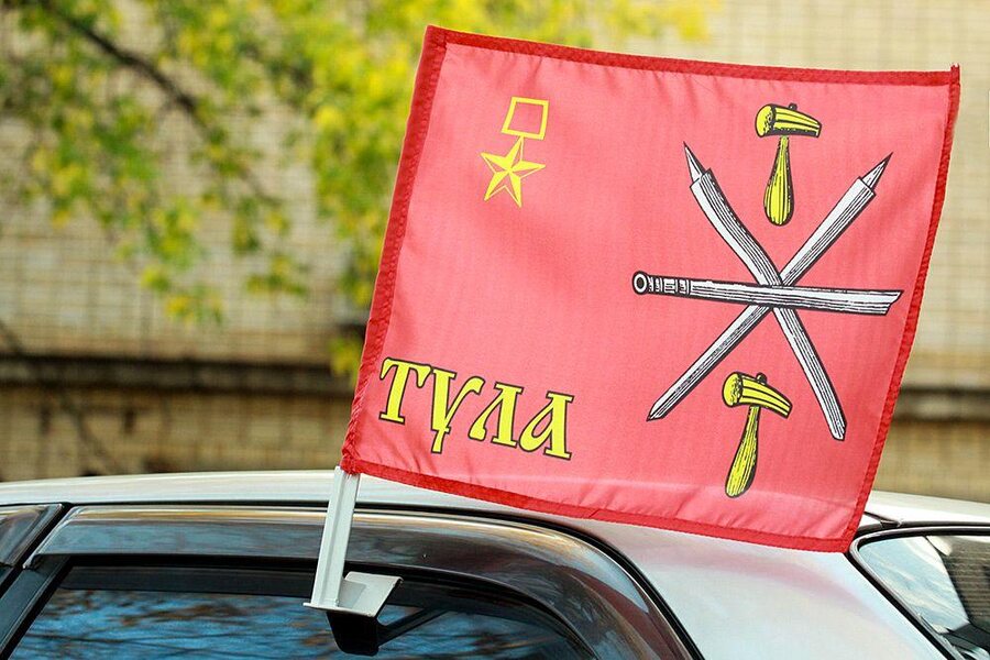 Флаг на машину с кронштейном Тулы