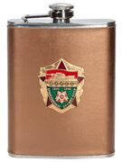 Карманная фляжка с жетоном Бронетанковое оружие СССР(Бежевая, Кожа)