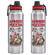 Термос с поилкой Армия России (Металлик)