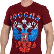 Футболка с гербом России (Бордо)