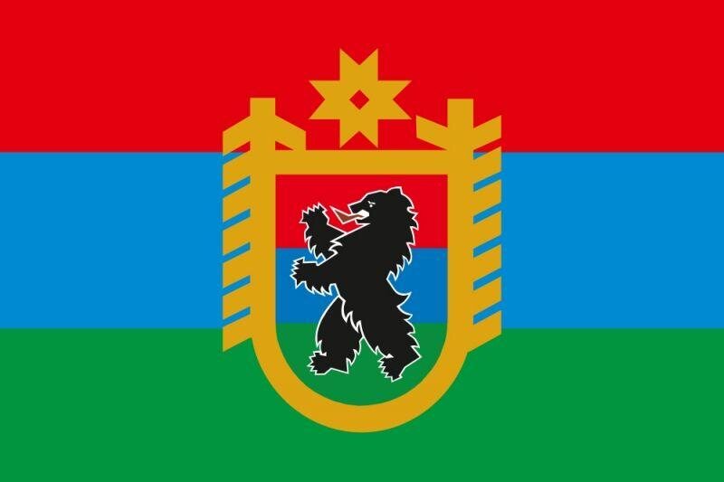 Флаг Республики Карелия с гербом