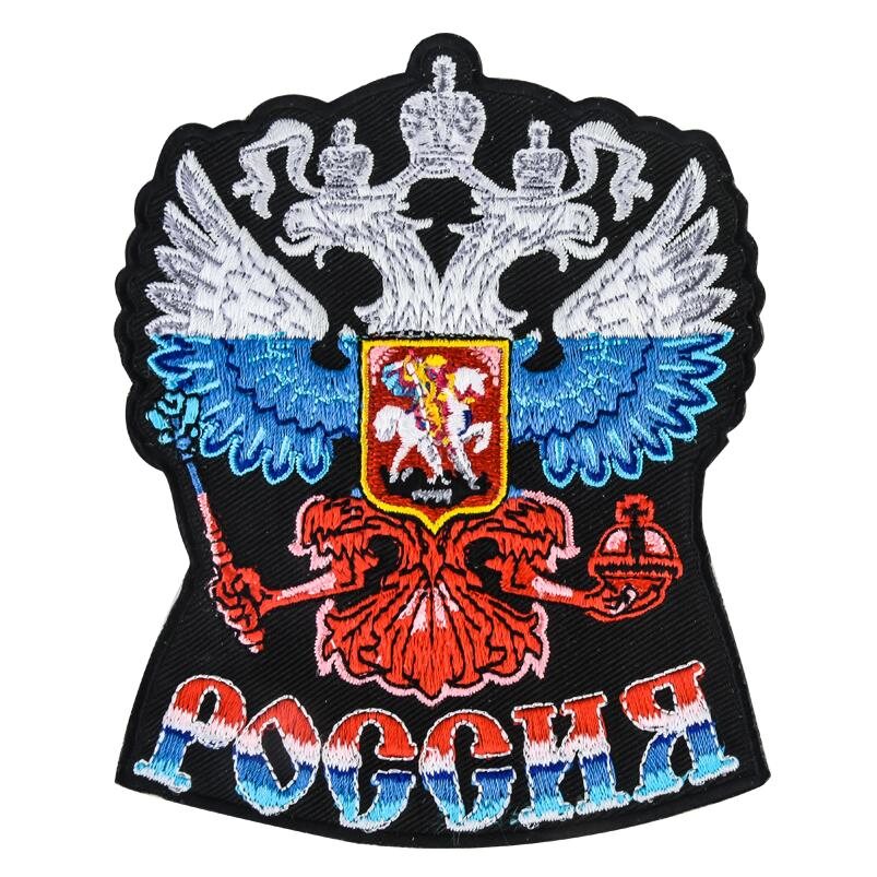 Термонашивка Герб России триколор (9,0x7,5 см)