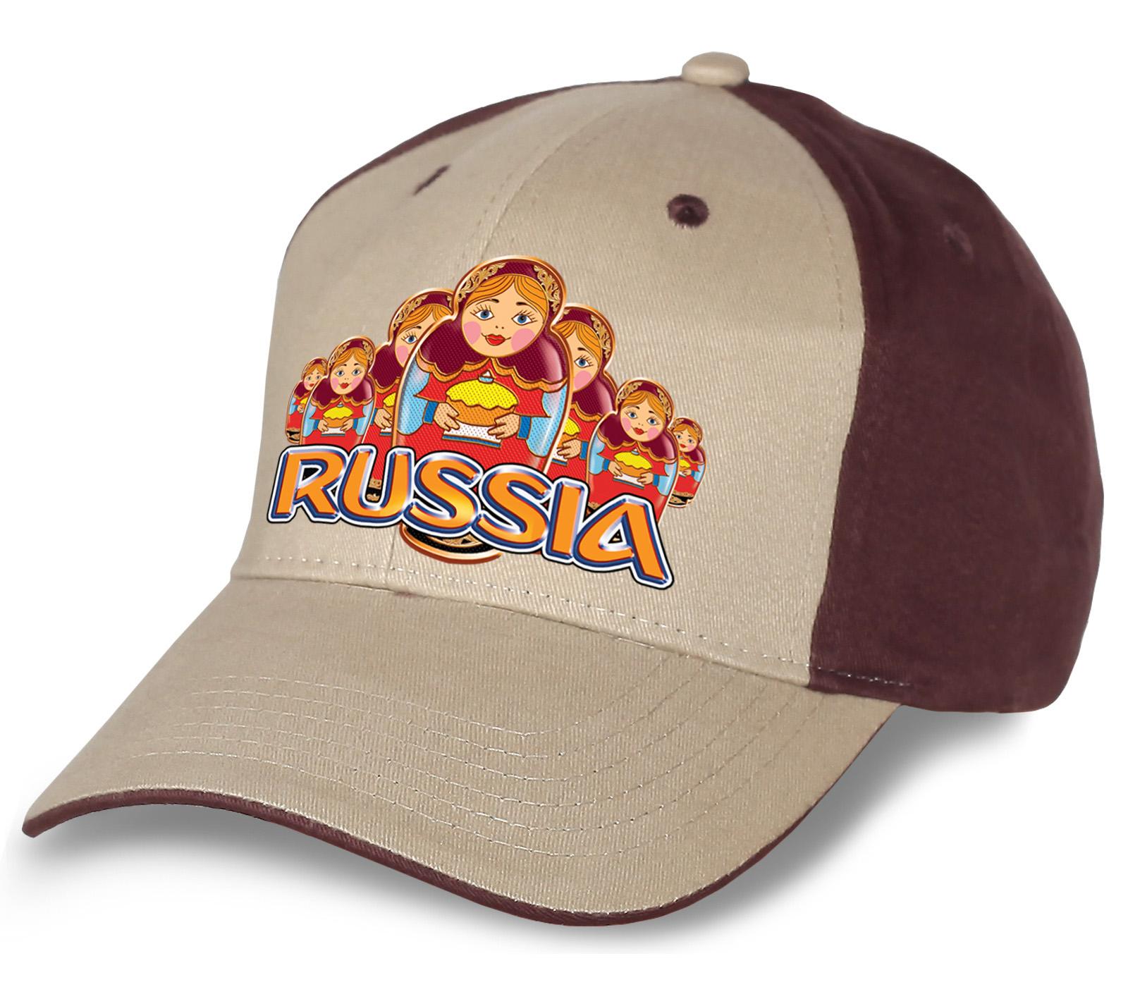 Мужская кепка Русские матрёшки (Бежево-коричневая)
