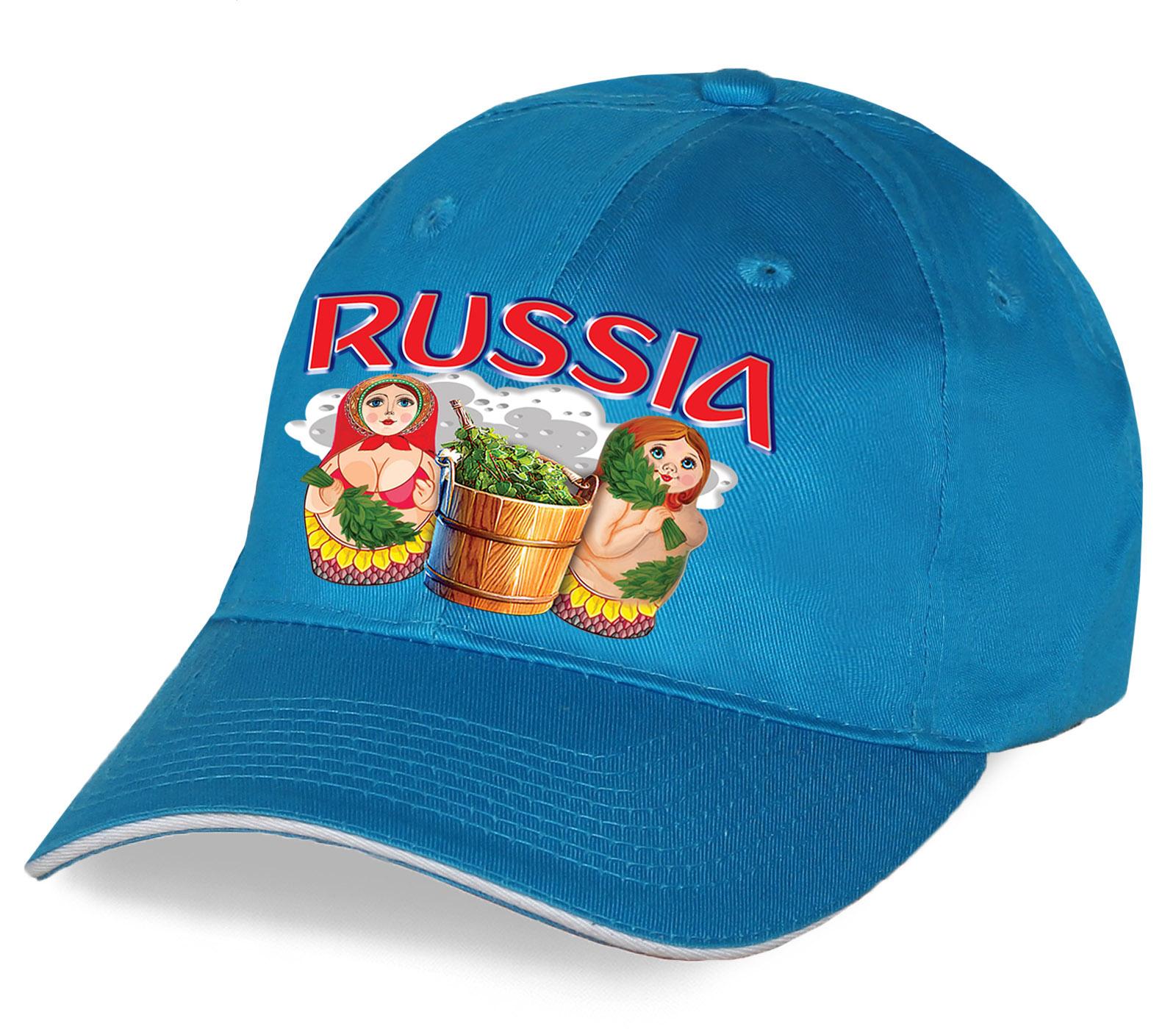 Мужская кепка Russia матрёшки (Светло-голубая)