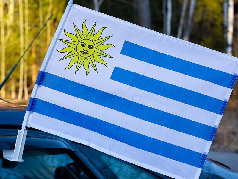 Флаг на машину с кронштейном Уругвая