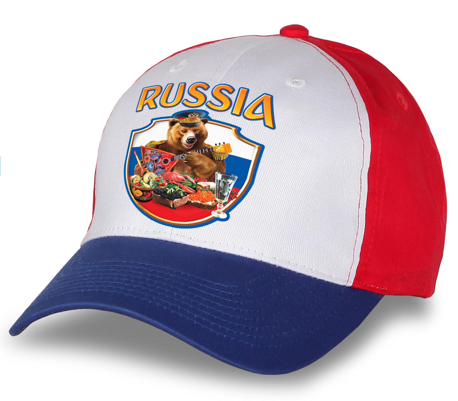 Мужская кепка Россия (Бело-сине-красная)