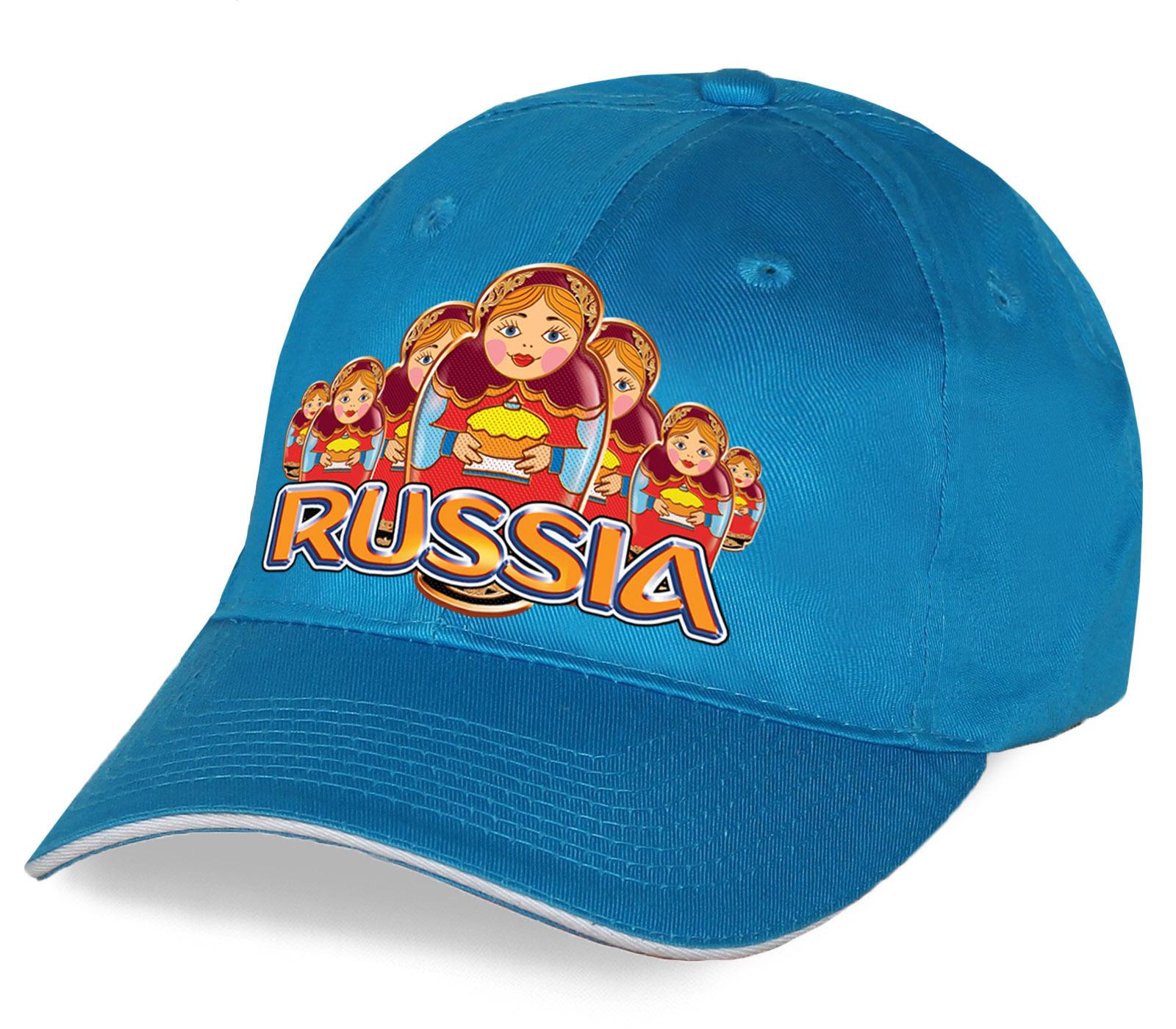 Мужская кепка Русские матрёшки (Светло-голубая)