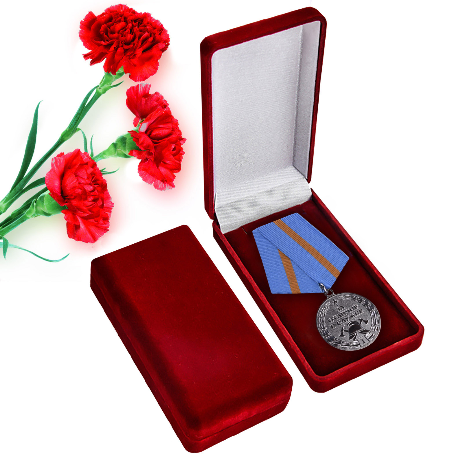 Медаль в бархатистом футляре МЧС За отличие в службе 1 степень