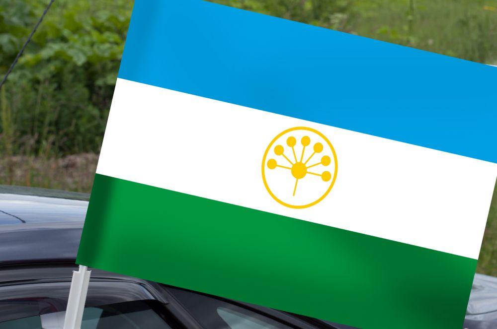 Флаг на машину с кронштейном Башкортостана (2 вариант)