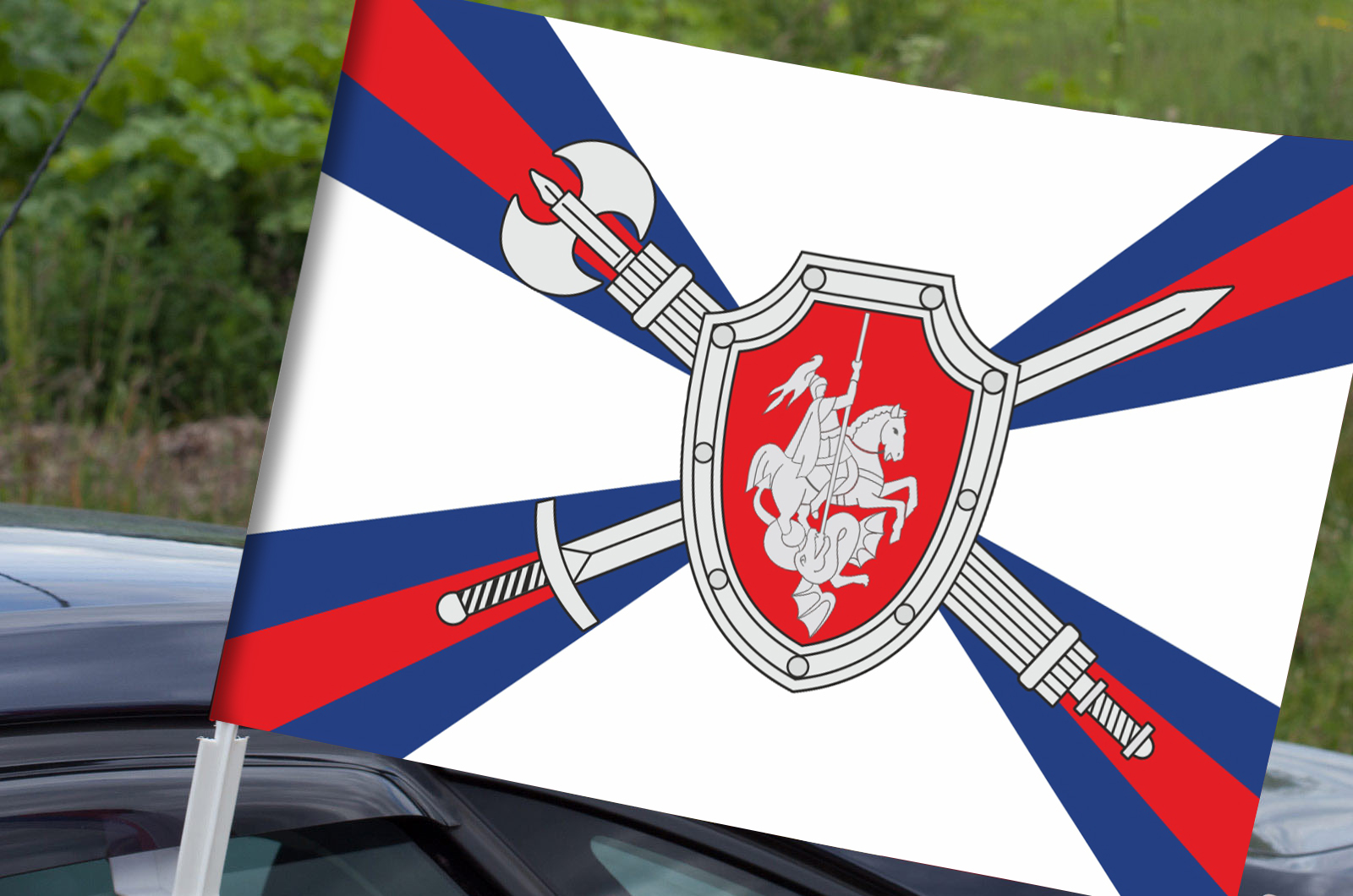 Флаг на машину с кронштейном Военной полиции ВС России