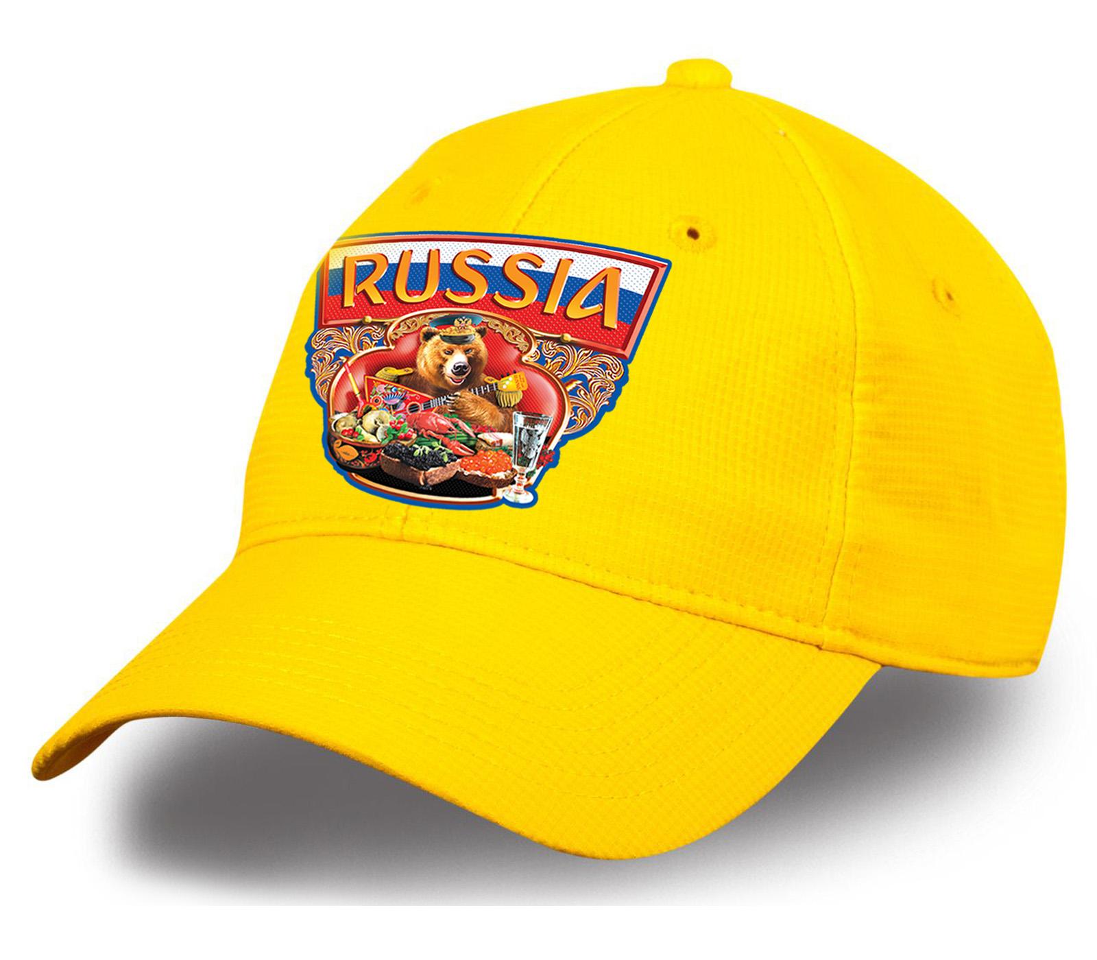 Мужская кепка Russia медведь с балалайкой (Желтая)