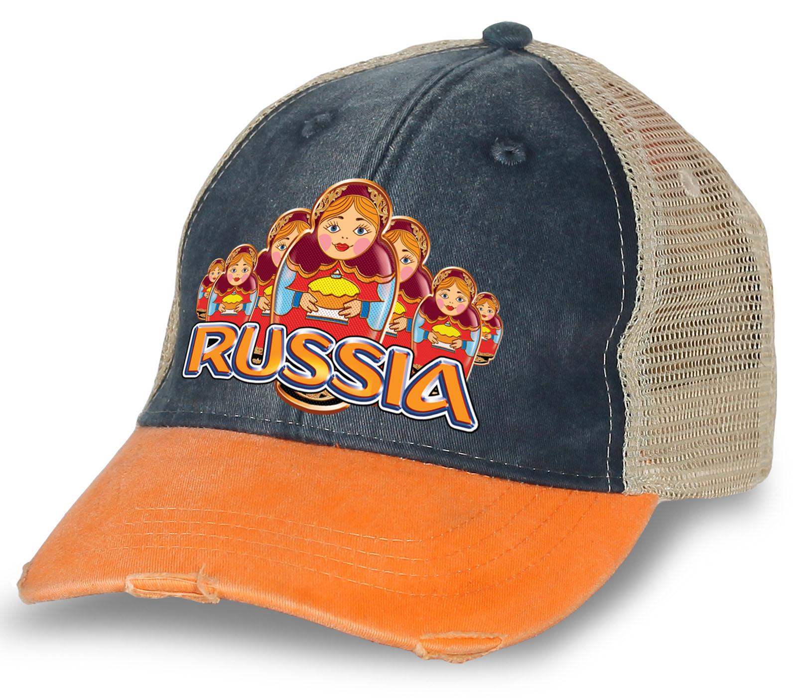 Мужская кепка Русские матрёшки с сеткой (Ждинса)