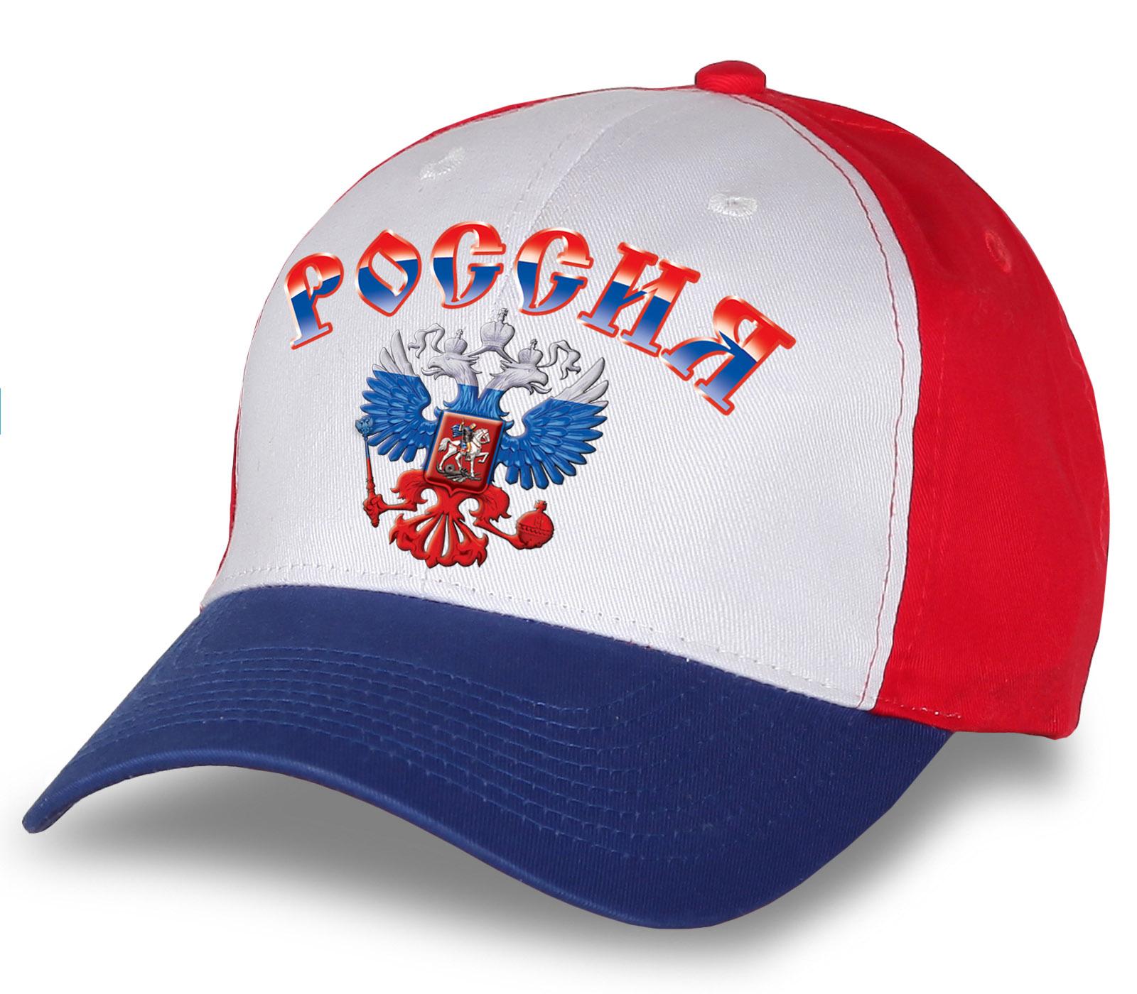 Мужская кепка с принтом российской символики (Бело-сине-красная)