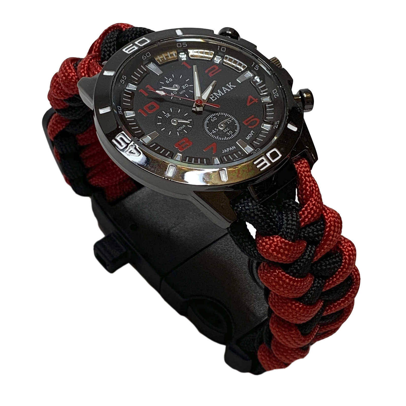 Наручные часы с многоцелевым браслетом (красно-чёрные)