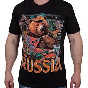  Футболка Russia Медведь (Черная)