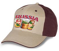 Мужская кепка Russia матрёшки (Бежево-коричневая)