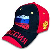 Мужская кепка с вышивкой РФ (Черно-красная)