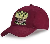Мужская кепка с вышивкой Россия (Рубиновая)
