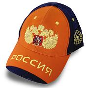 Мужская кепка с вышивкой Россия (Оранжево-синяя)