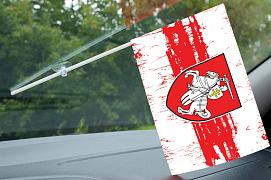 Флажок в машину с присоской Бело-красно-белый флаг Беларуси с погоней